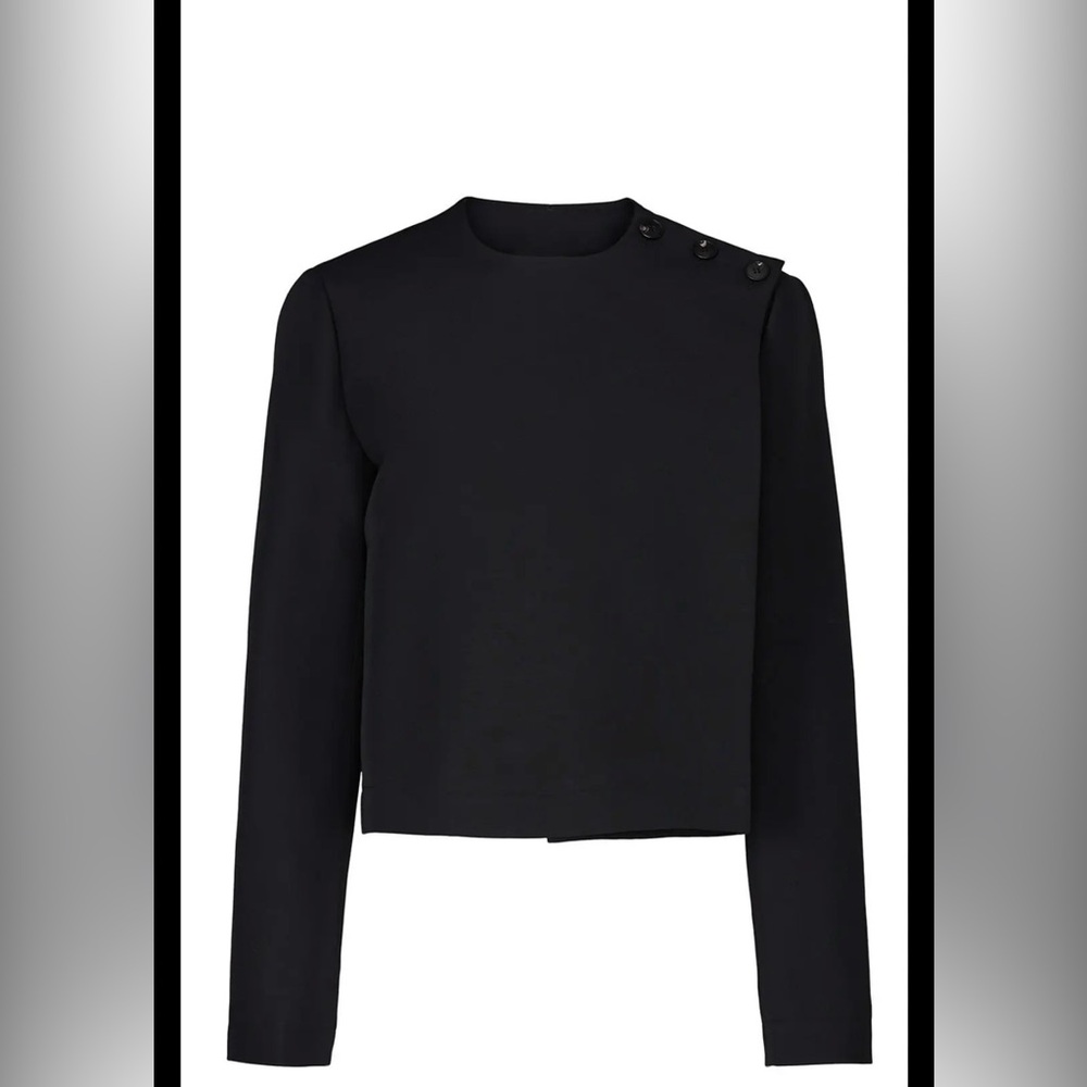 Co Black Button Top Wool Blend Blazer Jacket Size Medium Career Workwear